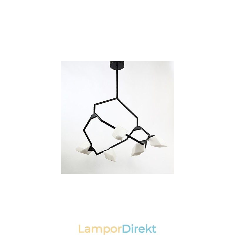 Fem Ljus Postmodern Metall Med Glas Persika Ljuskrona Lampa Matsalen Dekorera Hängande Lampa