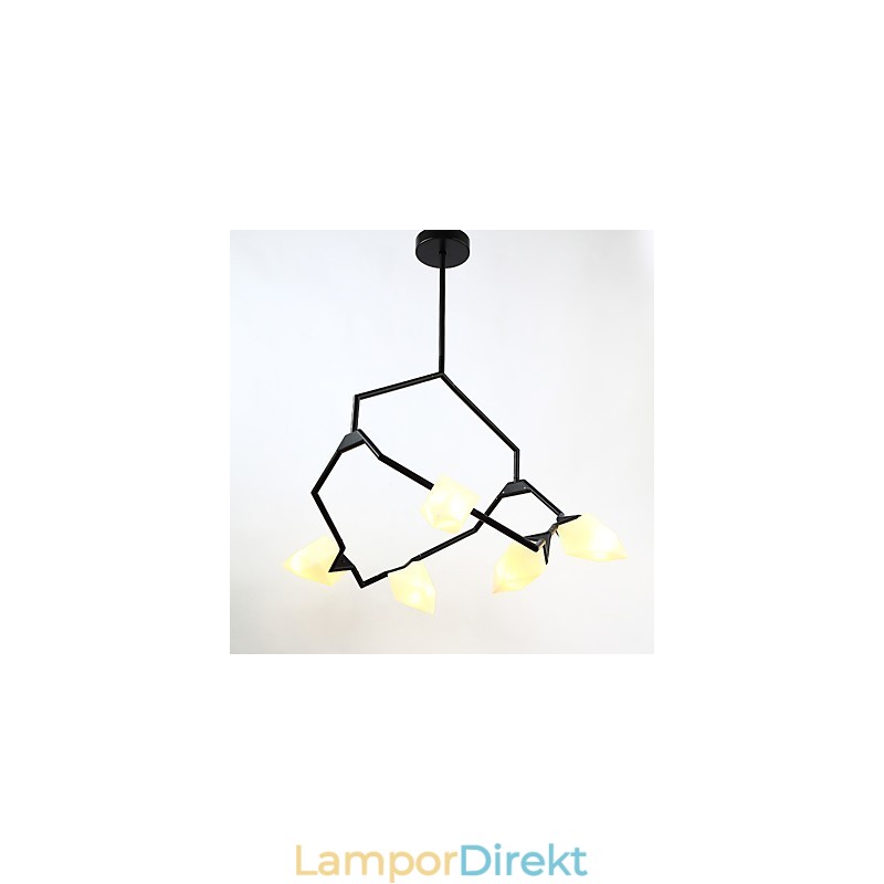 Fem Ljus Postmodern Metall Med Glas Persika Ljuskrona Lampa Matsalen Dekorera Hängande Lampa