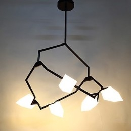 Fem Ljus Postmodern Metall Med Glas Persika Ljuskrona Lampa Matsalen Dekorera Hängande Lampa
