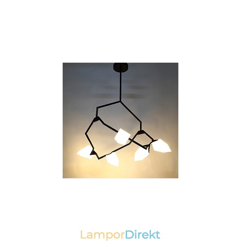 Fem Ljus Postmodern Metall Med Glas Persika Ljuskrona Lampa Matsalen Dekorera Hängande Lampa