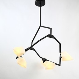 Fem Ljus Postmodern Metall Med Glas Persika Ljuskrona Lampa Matsalen Dekorera Hängande Lampa