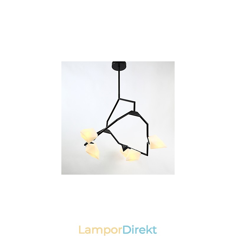 Fem Ljus Postmodern Metall Med Glas Persika Ljuskrona Lampa Matsalen Dekorera Hängande Lampa