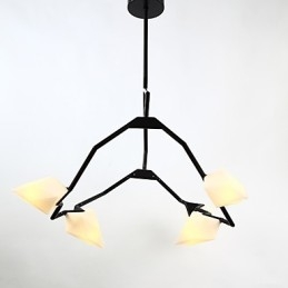 Fem Ljus Postmodern Metall Med Glas Persika Ljuskrona Lampa Matsalen Dekorera Hängande Lampa