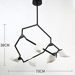 Fem Ljus Postmodern Metall Med Glas Persika Ljuskrona Lampa Matsalen Dekorera Hängande Lampa