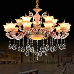 Pendelljus Zinklegering Funktion För Crystal Mini Style Metall Inomhus Butiker 15 Lampor