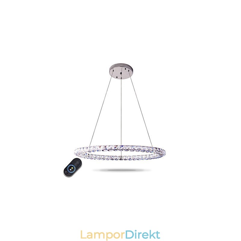 Modern Ring Kristall Pendellampa Modern Kristallkrona Taklampa Inomhuslampa Armaturer Dimbar Med Fjärrkontroll