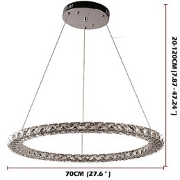 Modern Ring Kristall Pendellampa Modern Kristallkrona Taklampa Inomhuslampa Armaturer Dimbar Med Fjärrkontroll