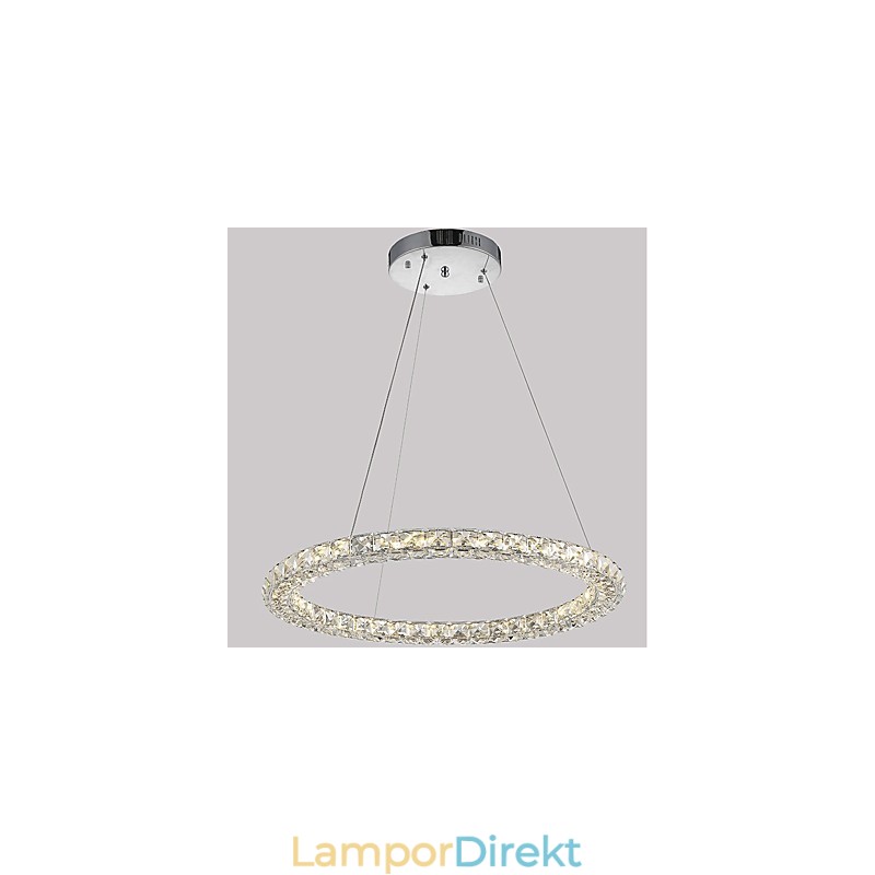 Modern Ring Kristall Pendellampa Modern Kristallkrona Taklampa Inomhuslampa Armaturer Dimbar Med Fjärrkontroll