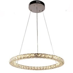 Modern Ring Kristall Pendellampa Modern Kristallkrona Taklampa Inomhuslampa Armaturer Dimbar Med Fjärrkontroll