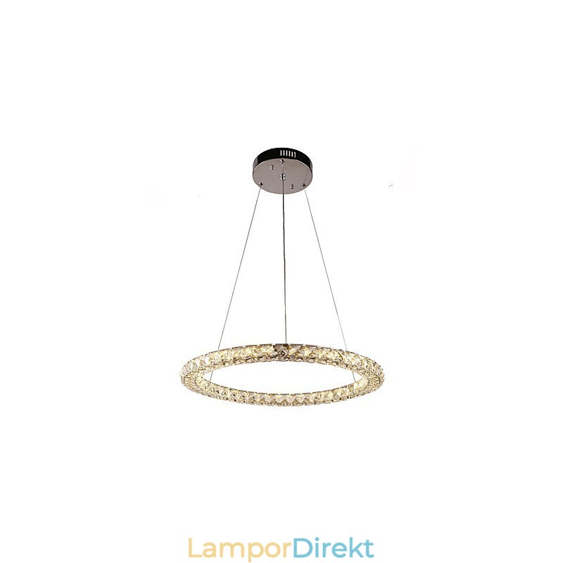 Modern Ring Kristall Pendellampa Modern Kristallkrona Taklampa Inomhuslampa Armaturer Dimbar Med Fjärrkontroll