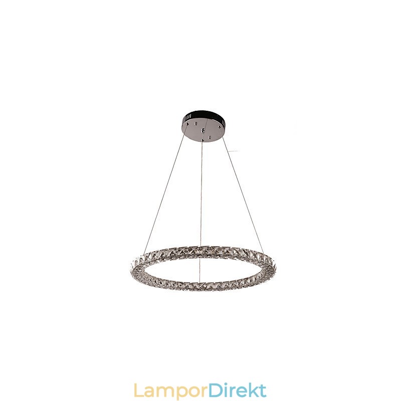 Modern Ring Kristall Pendellampa Modern Kristallkrona Taklampa Inomhuslampa Armaturer Dimbar Med Fjärrkontroll