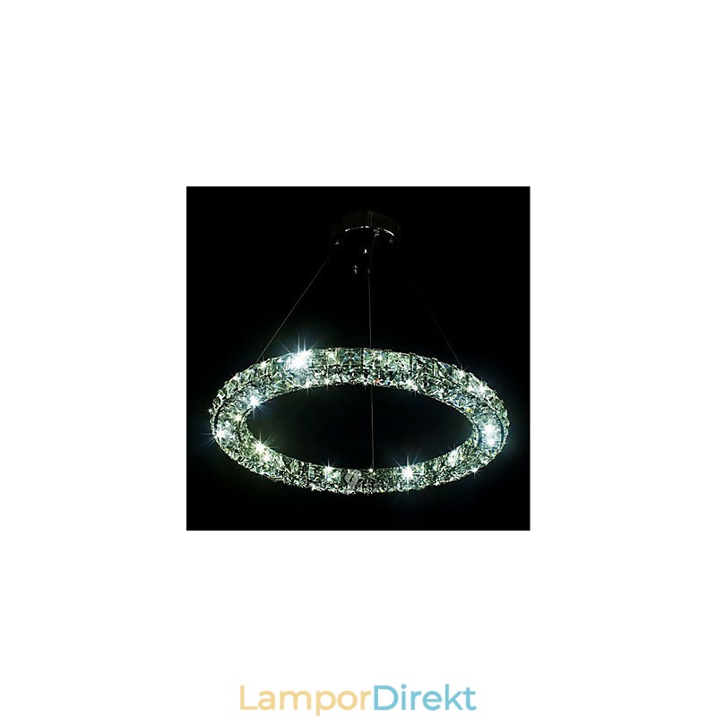 Modern Ring Kristall Pendellampa Modern Kristallkrona Taklampa Inomhuslampa Armaturer Dimbar Med Fjärrkontroll