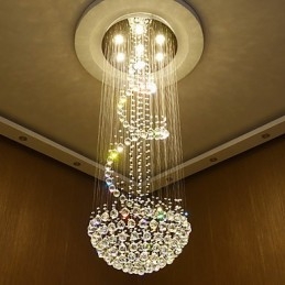 Moderna Kristalltak Ljuskrona Ljus Inomhus Hängande Lampa Deco Belysningsarmaturer
