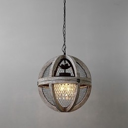 Vintage Metall Amerikansk Industriell Loftmålning Färg Trä Ljuskrona Lampa Inomhus Dekorera Hängande Lampa