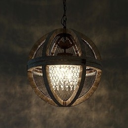 Vintage Metall Amerikansk Industriell Loftmålning Färg Trä Ljuskrona Lampa Inomhus Dekorera Hängande Lampa