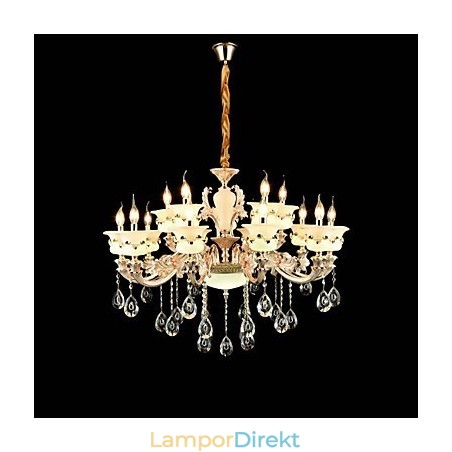 Traditionell Klassisk Zinklegeringsfunktion För Crystal Mini Style Metall Inomhus Trädgård 15 Lökar Ljuskrona Traditionell Klassisk Zinklegeringsfunktion För Crystal Mini Style Metall Inomhus Trädgård 15 Lökar Ljuskrona