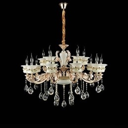 Traditionell Klassisk Zinklegeringsfunktion För Crystal Mini Style Metall Inomhus Trädgård 15 Lökar Ljuskrona