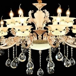 Traditionell Klassisk Zinklegeringsfunktion För Crystal Mini Style Metall Inomhus Trädgård 15 Lökar Ljuskrona