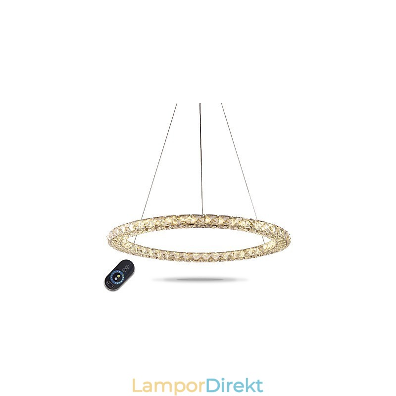 Ring Kristall Pendellampa Modern Kristallkrona Taklampor Inomhuslampa Armaturer Dimbar Med Fjärrkontroll