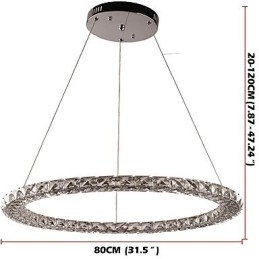 Ring Kristall Pendellampa Modern Kristallkrona Taklampor Inomhuslampa Armaturer Dimbar Med Fjärrkontroll