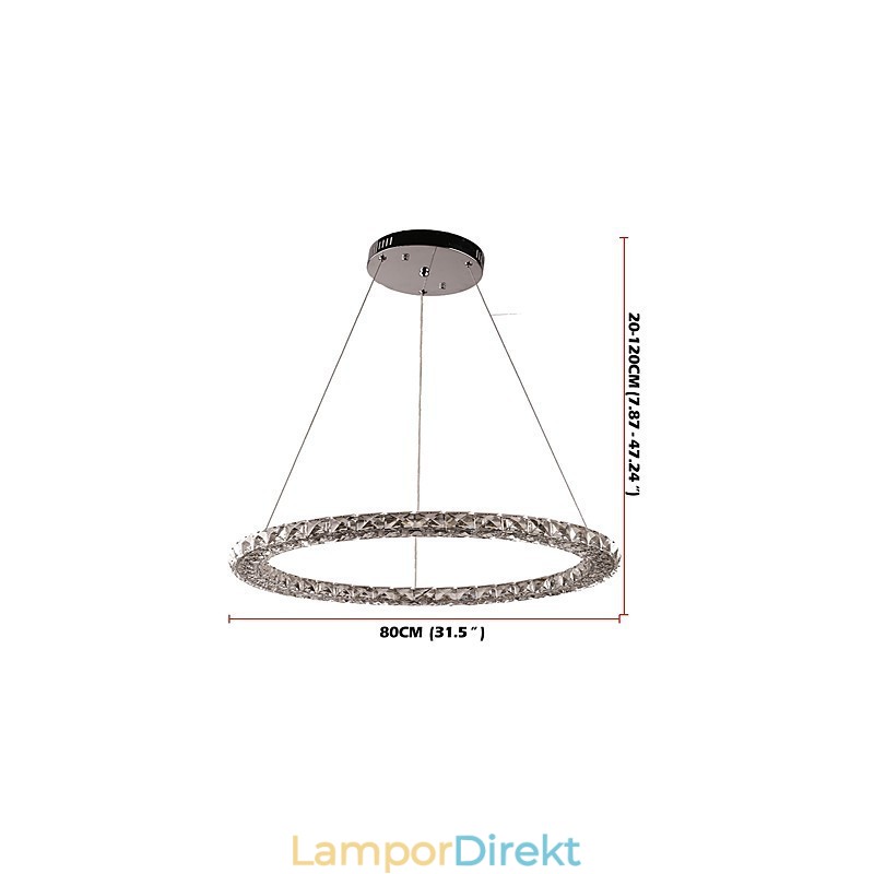 Ring Kristall Pendellampa Modern Kristallkrona Taklampor Inomhuslampa Armaturer Dimbar Med Fjärrkontroll
