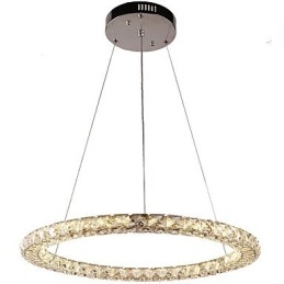 Ring Kristall Pendellampa Modern Kristallkrona Taklampor Inomhuslampa Armaturer Dimbar Med Fjärrkontroll