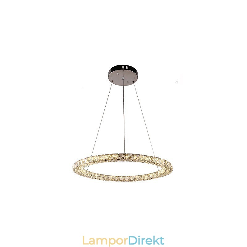 Ring Kristall Pendellampa Modern Kristallkrona Taklampor Inomhuslampa Armaturer Dimbar Med Fjärrkontroll