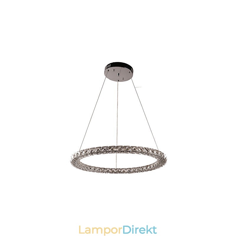 Ring Kristall Pendellampa Modern Kristallkrona Taklampor Inomhuslampa Armaturer Dimbar Med Fjärrkontroll