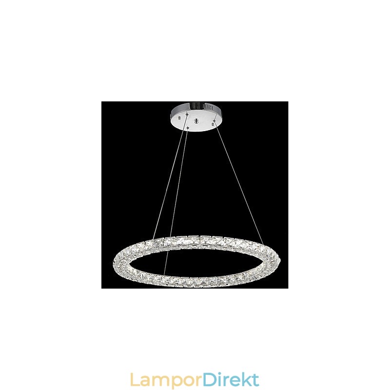 Ring Kristall Pendellampa Modern Kristallkrona Taklampor Inomhuslampa Armaturer Dimbar Med Fjärrkontroll
