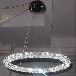 Ring Kristall Pendellampa Modern Kristallkrona Taklampor Inomhuslampa Armaturer Dimbar Med Fjärrkontroll
