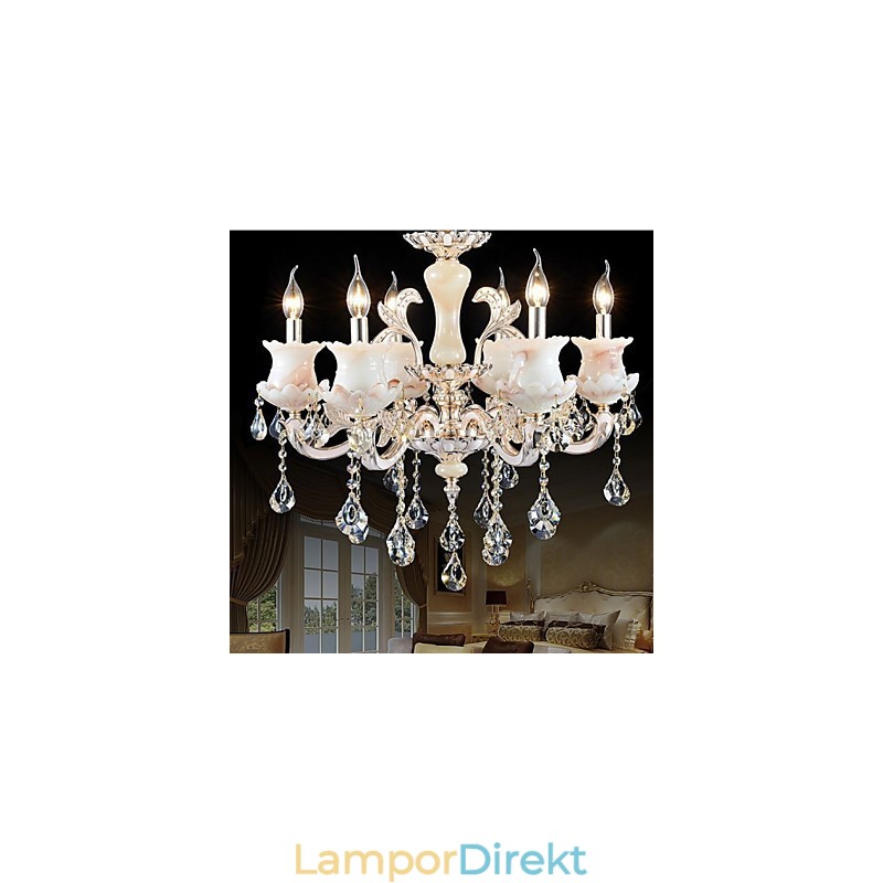Europeisk Stil Zinklegering Ljus Kristall Hängande Lampa