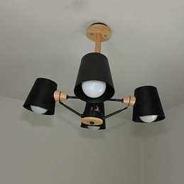 Ljus Multi Colors Macaron Wood Vintage Målning Feature Metall Ljuskrona