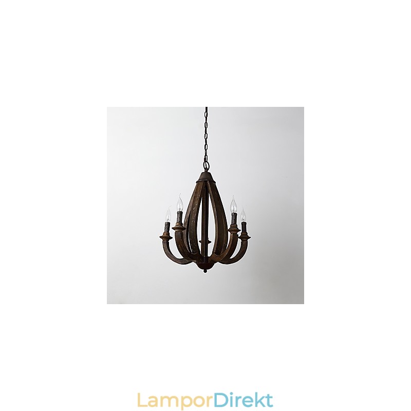 Vintage Målning Funktion Mini Stil Trä Bambu Ljuskrona Lampa Dekorera Hänglampa