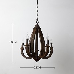 Vintage Målning Funktion Mini Stil Trä Bambu Ljuskrona Lampa Dekorera Hänglampa