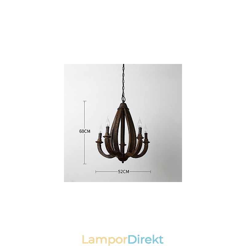 Vintage Målning Funktion Mini Stil Trä Bambu Ljuskrona Lampa Dekorera Hänglampa