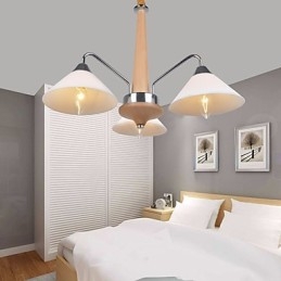 Modern Och Modern Country Galvaniserad Funktion För Träbambu Ljuskrona