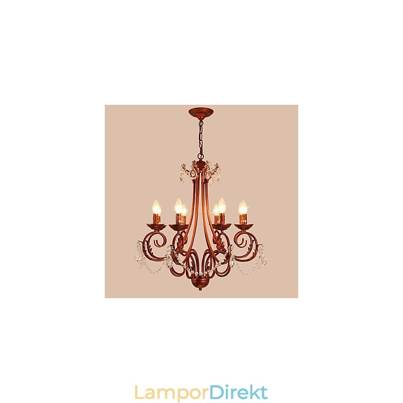 8 Ljus Ljuskrona Modern Samtida Traditionell Lodge Vintage Retro Country Målning Funktion För Crystal Metal
