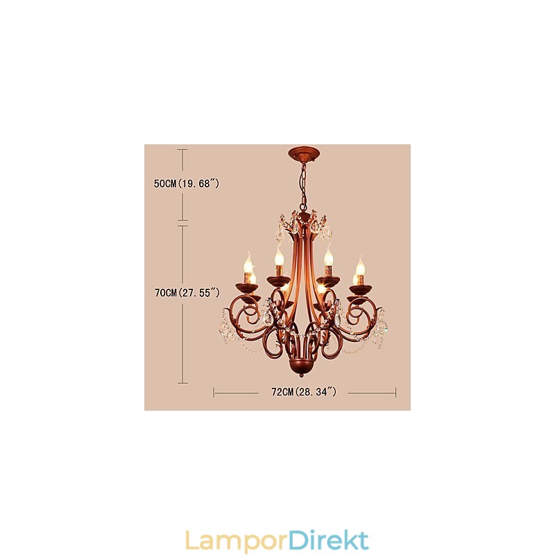 8 Ljus Ljuskrona Modern Samtida Traditionell Lodge Vintage Retro Country Målning Funktion För Crystal Metal