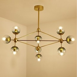 Tio Ljus Post Modern Europe Style Modo Metall Glas Pendel Lampa Foajén Dekorera Industriell Ljuskrona Lampa