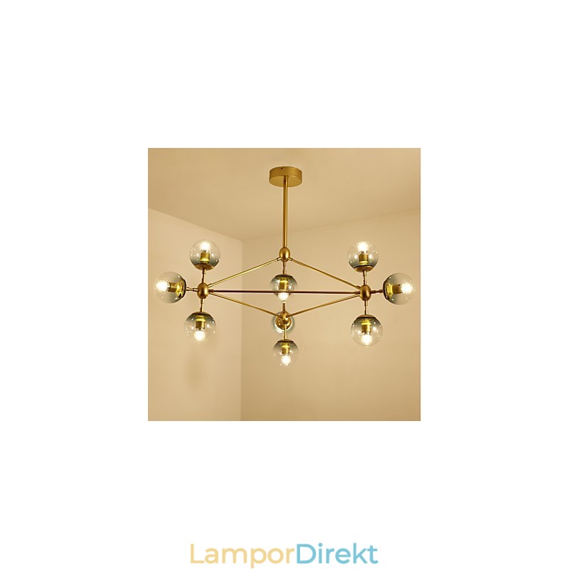 Tio Ljus Post Modern Europe Style Modo Metall Glas Pendel Lampa Foajén Dekorera Industriell Ljuskrona Lampa