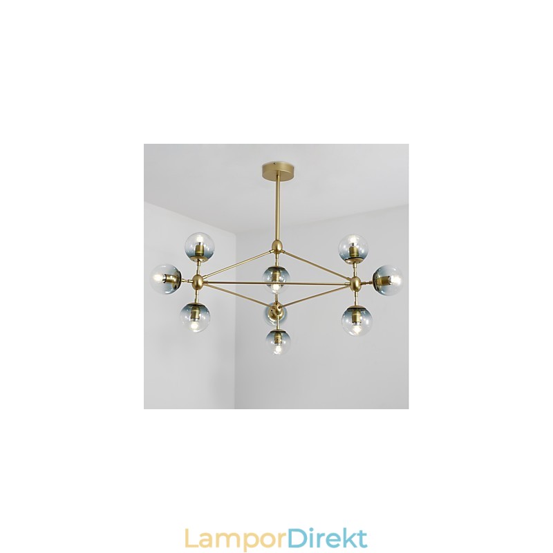 Tio Ljus Post Modern Europe Style Modo Metall Glas Pendel Lampa Foajén Dekorera Industriell Ljuskrona Lampa