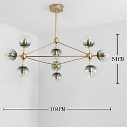 Tio Ljus Post Modern Europe Style Modo Metall Glas Pendel Lampa Foajén Dekorera Industriell Ljuskrona Lampa