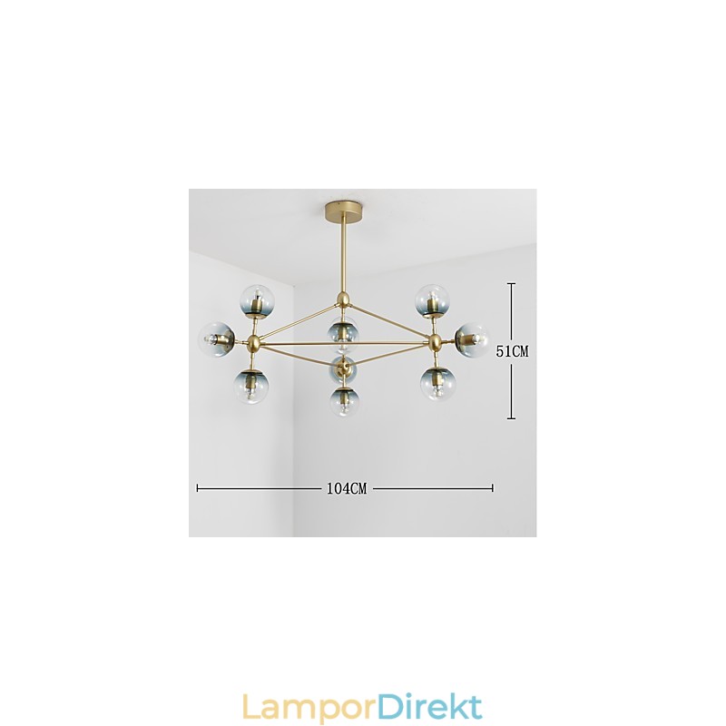Tio Ljus Post Modern Europe Style Modo Metall Glas Pendel Lampa Foajén Dekorera Industriell Ljuskrona Lampa