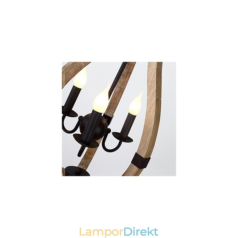 Tre Ljus Vintage Målning Funktion Mini Stil Trä Bambu Ljuskrona Lampa Dekorera Hänglampa