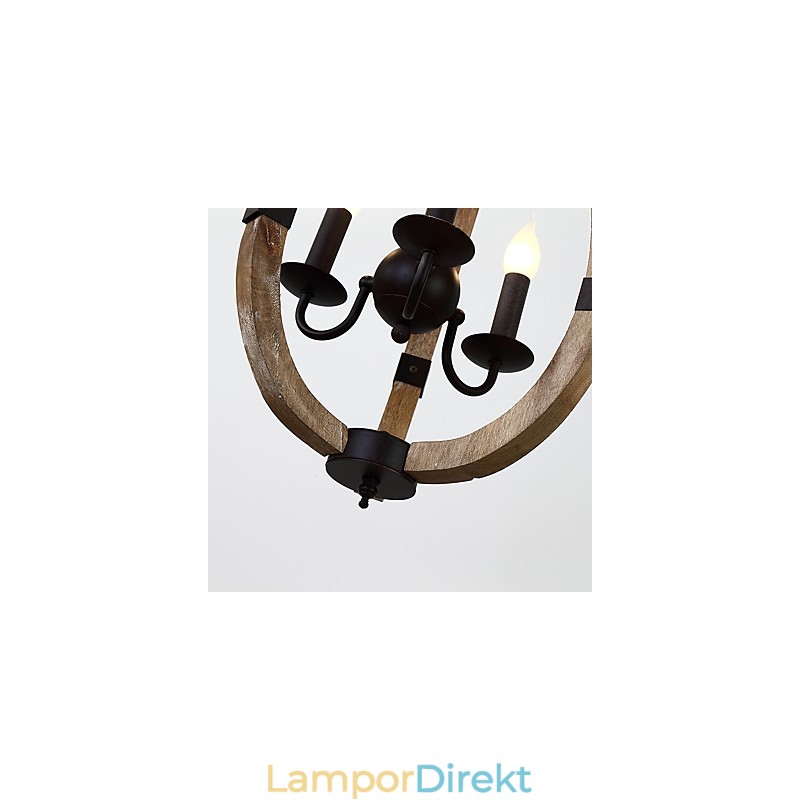 Tre Ljus Vintage Målning Funktion Mini Stil Trä Bambu Ljuskrona Lampa Dekorera Hänglampa
