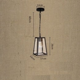 Vintage Metall Taklampa Med Glasskärm