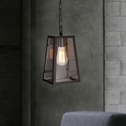 Vintage Metall Taklampa Med Glasskärm