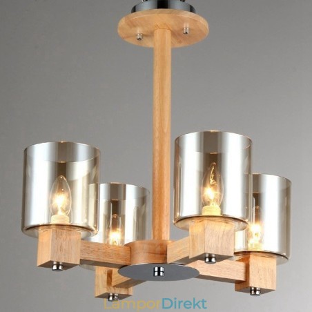 4 Ljus Trä Modern Samtida Nordisk Stil Ljuskrona Med Glasskärm 4 Ljus Trä Modern Samtida Nordisk Stil Ljuskrona Med Glasskärm