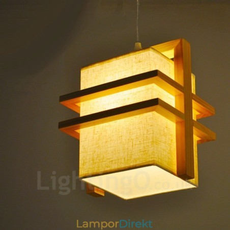 1 Ljus Trä Retro Vintage Taklampa Med Tygskärm 1 Ljus Trä Retro Vintage Taklampa Med Tygskärm
