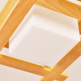 Ljus Trä Modern Samtida Taklampa I Nordisk Stil Med Glasskärm